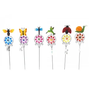 Trädgårdsdekoration vindspel i plåt med djur 14x3,5x61 cm