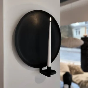 Väggljusstake Rund Svart