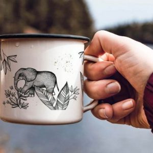 Emaljmugg - Motiv: Elefant