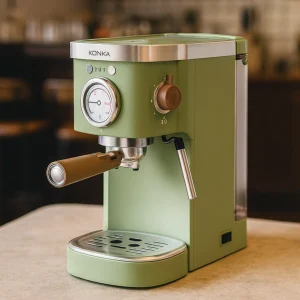 Espressomaskin – 20 Bar, 1,2L – Kapslar, Kaffe & Pulver – Mjölkskummare & Temperaturkontroll – Grön