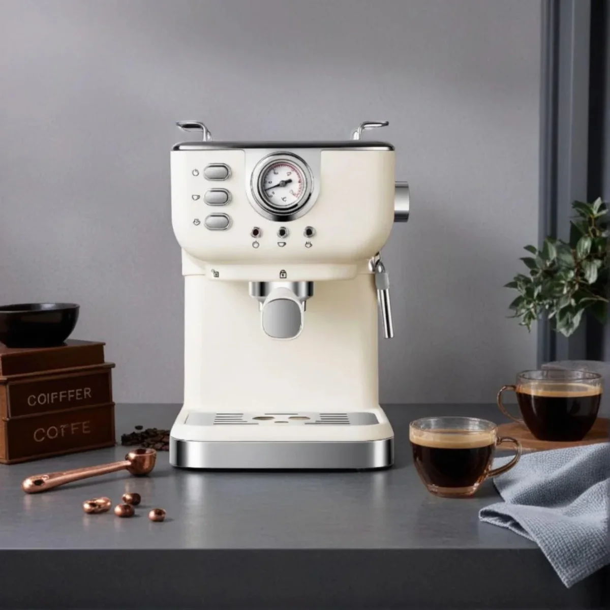 Espressomaskin med Mjölkskummare – 15 Bar Tryck, Automatisk Kaffemaskin för Hemmet - Bild 4