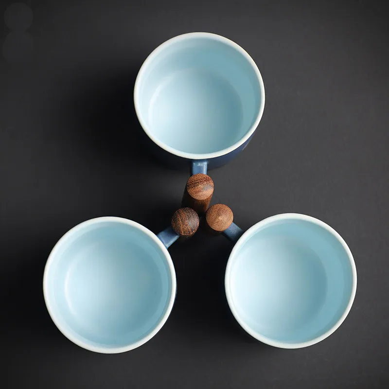 Handgjord keramisk kaffekopp 70 ml – Italiensk design med trähandtag - Bild 7