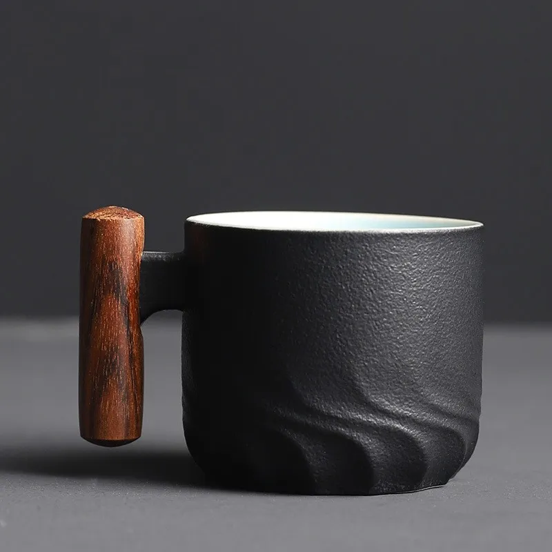 Handgjord keramisk kaffekopp 70 ml – Italiensk design med trähandtag - Bild 5