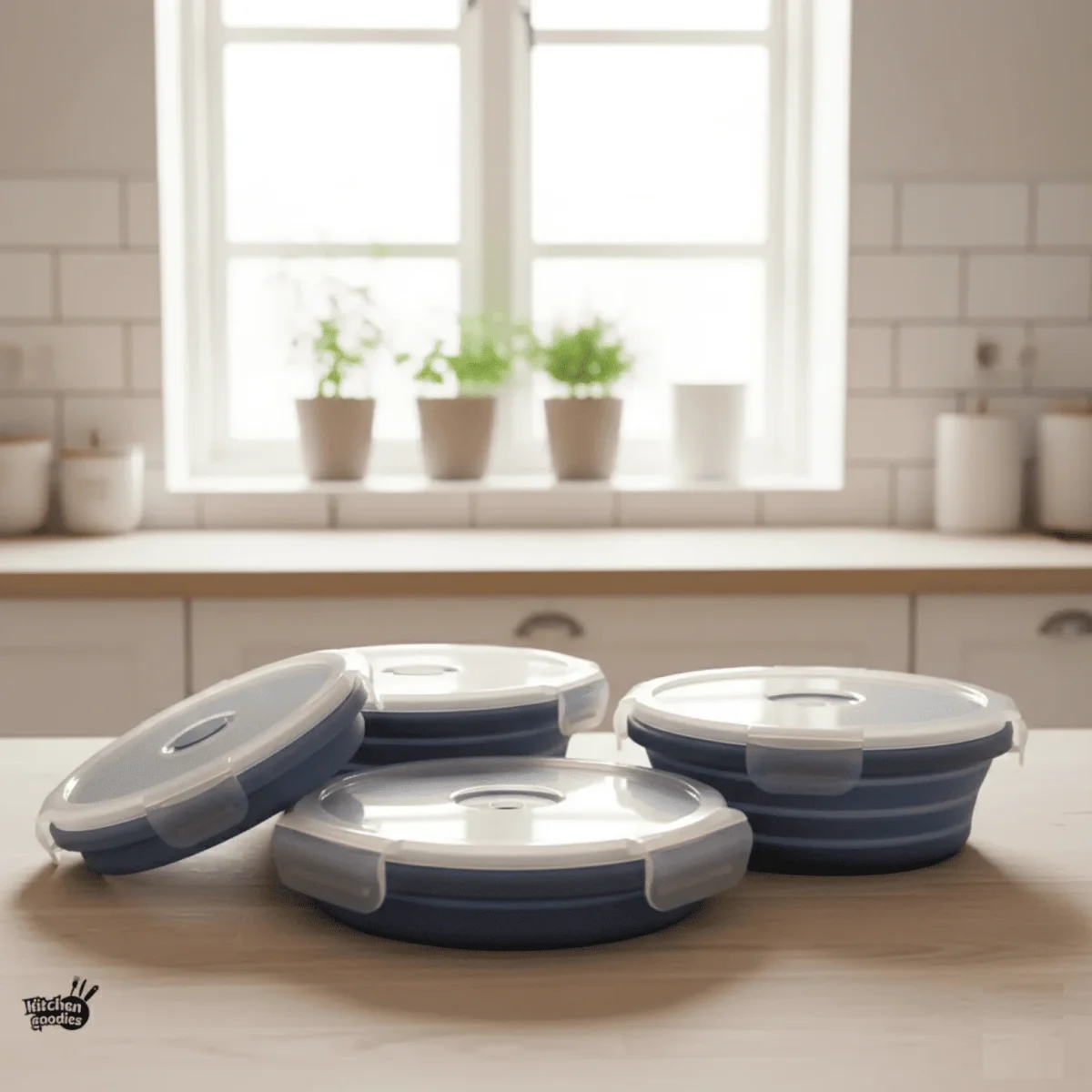 Hopfällbara matlådor i silikon – 4-pack med lufttäta lock, platsbesparande design - Bild 3