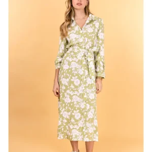Lång skjortklänning, 100'% Viskos Blommigt tryck - BABEL