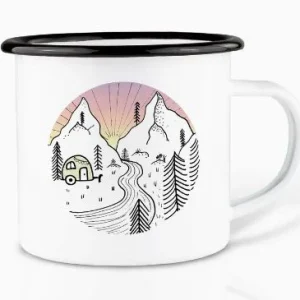 Emaljmugg - Design: LIGARTI - Motiv: Camping Day And Night