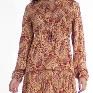 Ludhiana - Guldtryckt Viskosklänning - Ord.Pris 499:-