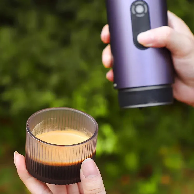 Portabel Kaffemaskin för Espresso – 15 Bar Tryck, Rostfritt Stål, 80 ml Vattentank, Uppladdningsbar, Silver, Svart , Lila och grön - Bild 8