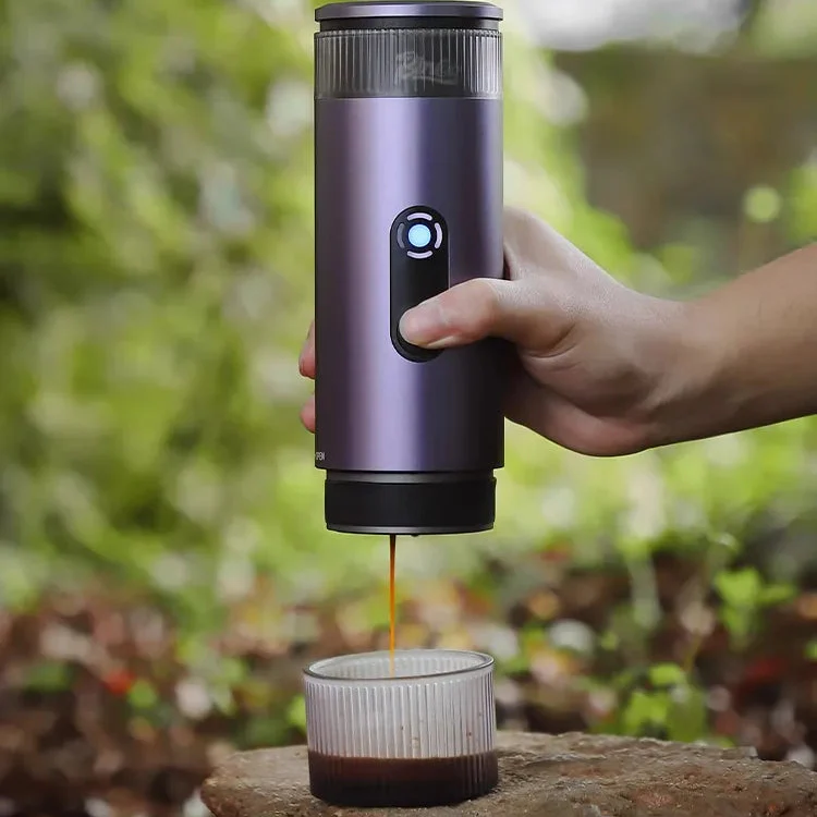 Portabel Kaffemaskin för Espresso – 15 Bar Tryck, Rostfritt Stål, 80 ml Vattentank, Uppladdningsbar, Silver, Svart , Lila och grön - Bild 6