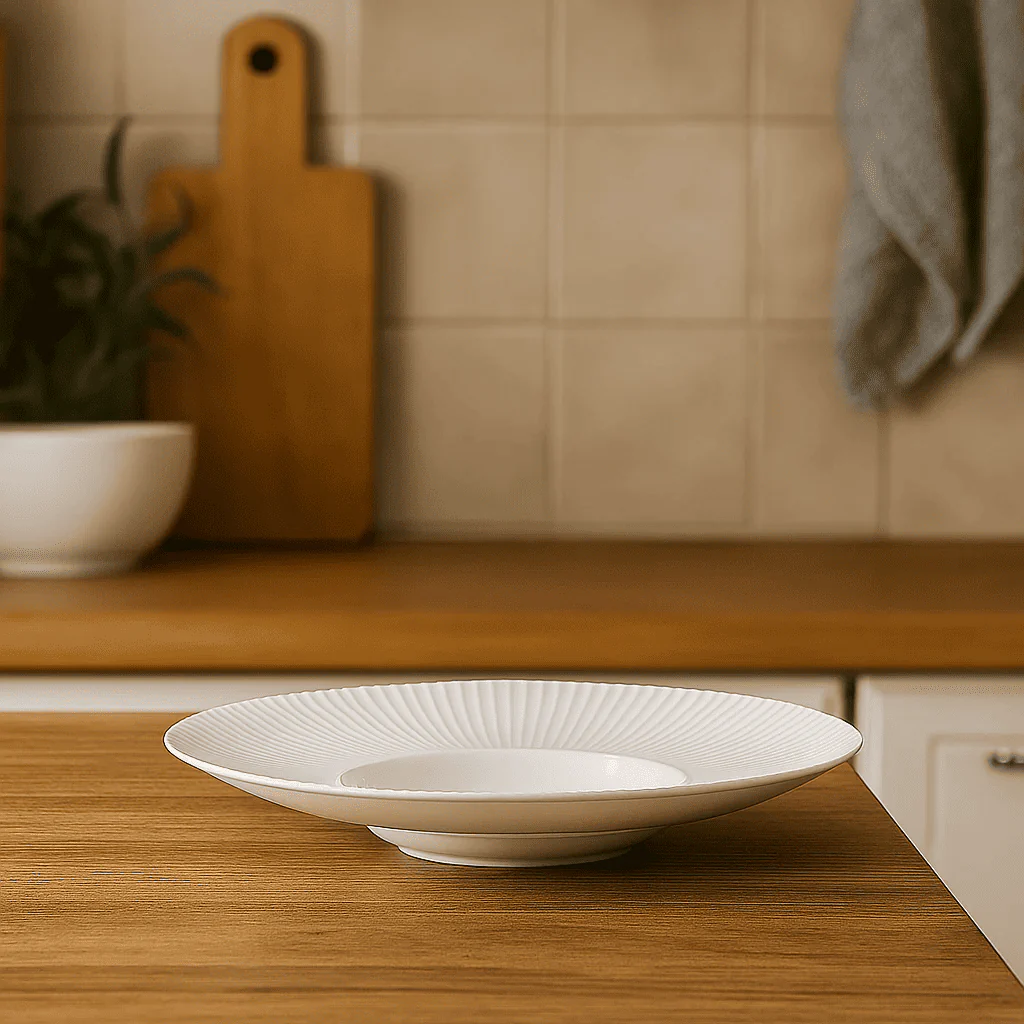 Stor djup tallrik i porslin 30 cm – Nordisk stil – Vit slät design – Sopptallrik / Pastatallrik / Servering - Bild 5