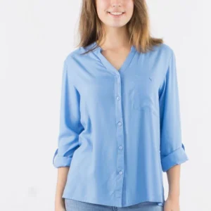 Basskjorta med 3/4 justerbara ärmar , Färg: Himmel Blå