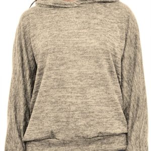 Oversize-tröja, enfärgad, med huva: beige
