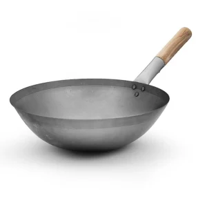 Wok Chinese med trähandtag samt i kolstål D36cm