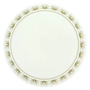 Tårtbricka Rund Vit m gulddekor 500st