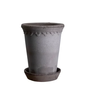 Köpenhamn Hög Kruka med Fat, Raw Grey