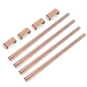 Chopsticks/Ätpinnar, 4 par + 4 ställ, Koppar-Rosé