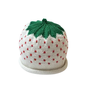 Stickad Mössa Bäret - Ekologisk Bomull - Vit