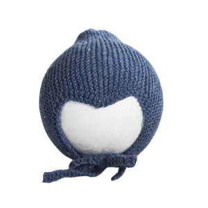 Hjälmmössa Handstickad - Merinoull - Jeansblå