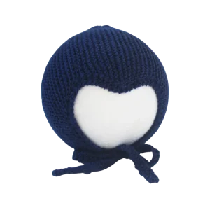 Hjälmmössa Handstickad - Merinoull - Mörkblå