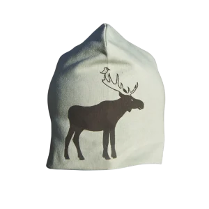 Trikåmössa - Ekologisk Bomull -  Taggen Älg Salviagrön