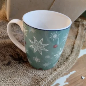 Mugg med Snöflingor - Jul - Färg: Ljusgrön