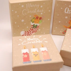 Presentbox - Merry Christmas -  i kraftpapper - olika storlekar