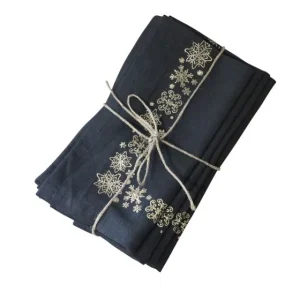 Tygservett - Svart med Iskristaller - 40x40cm