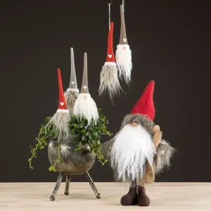 Tomte / Stick - Röd - Brun - Grå