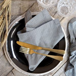 Tygservetter 4-pack - Grön Randig - 40x40cm